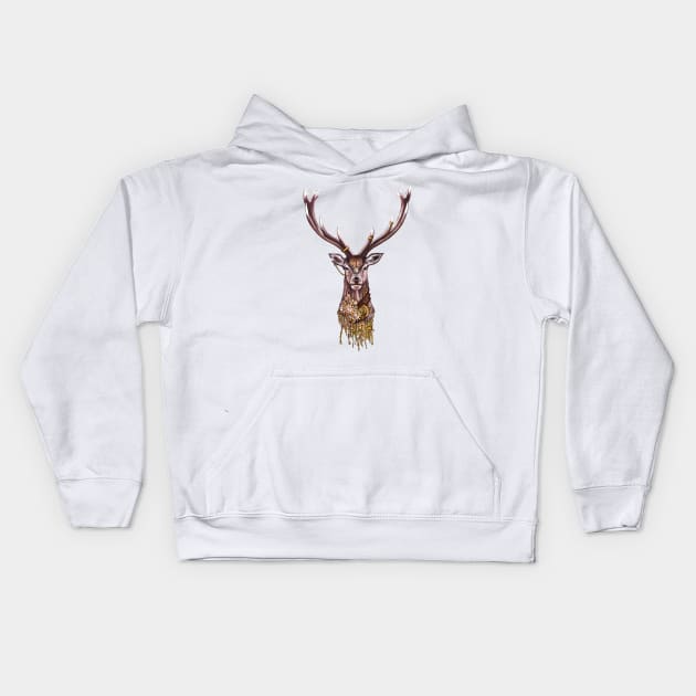 Steampunk Stag Cyborg Kids Hoodie by Marike Korting Art